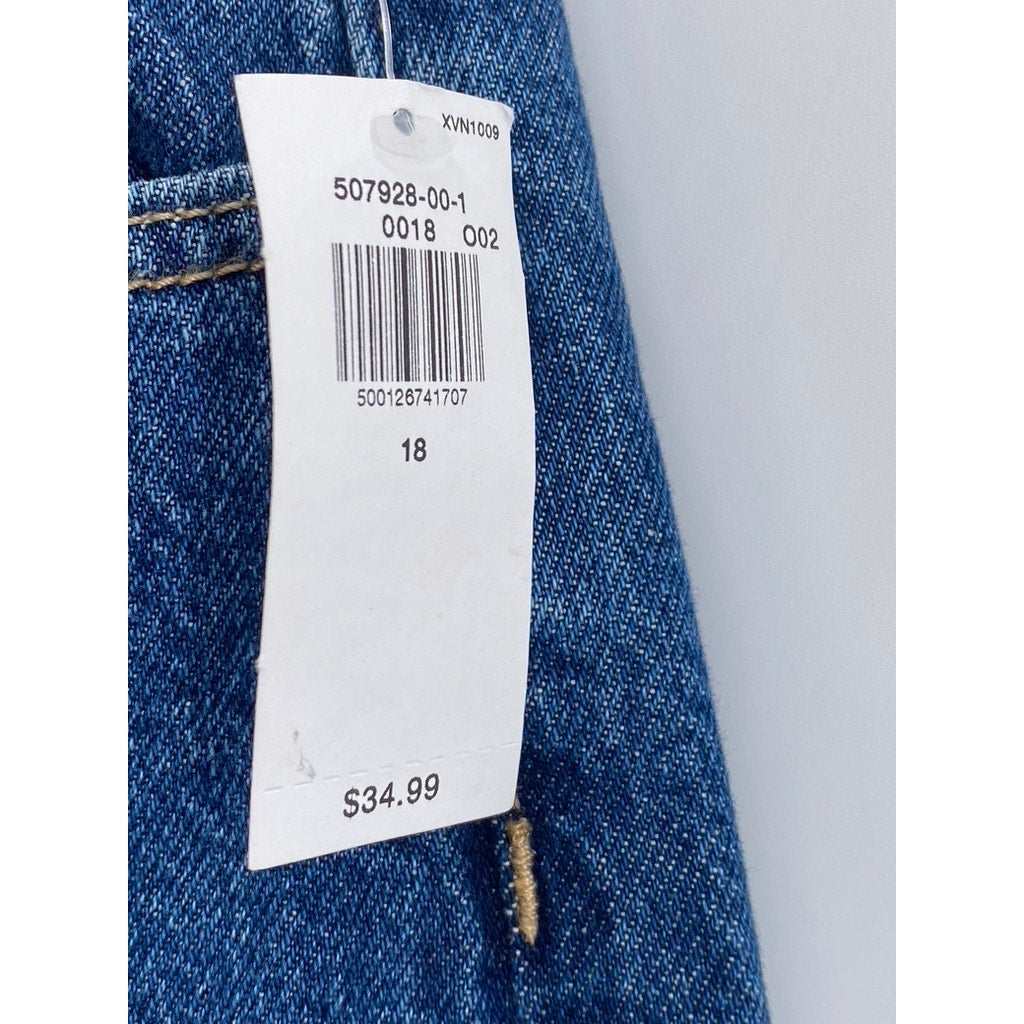 OLD NAVY Women's Dark Blue Distressed Baggy Wide-Leg Five-Pocket Jeans SZ 18