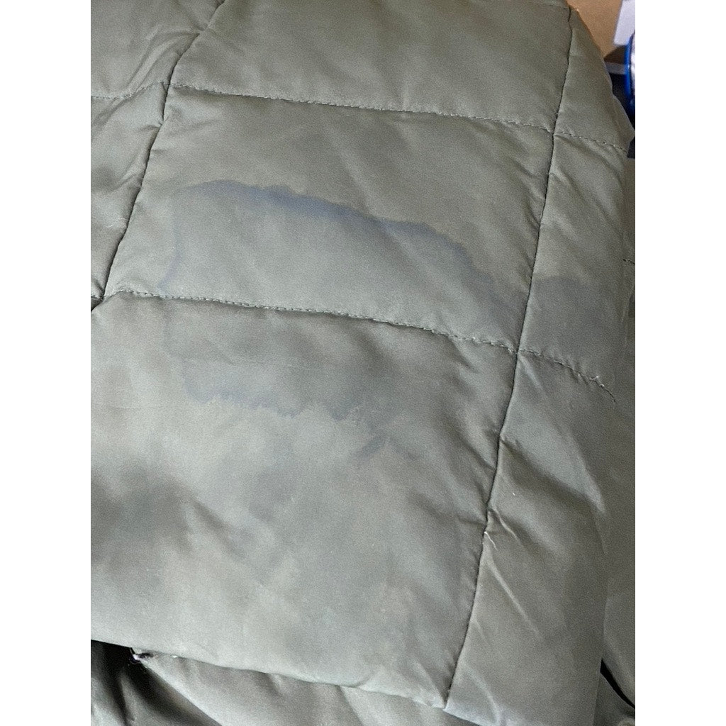 ELLEN TRACY Women's Olive Full-Zip Snap-Button Stand Collar Puffer Jacket SZ S