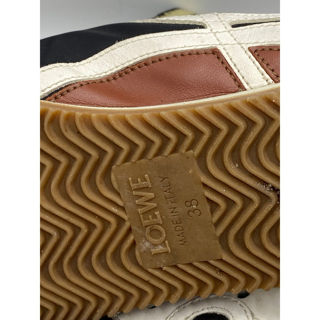 LOEWE Women's Navy-White Printed Suede Leather Ballet Runner Sneakers SZ 38(US8)