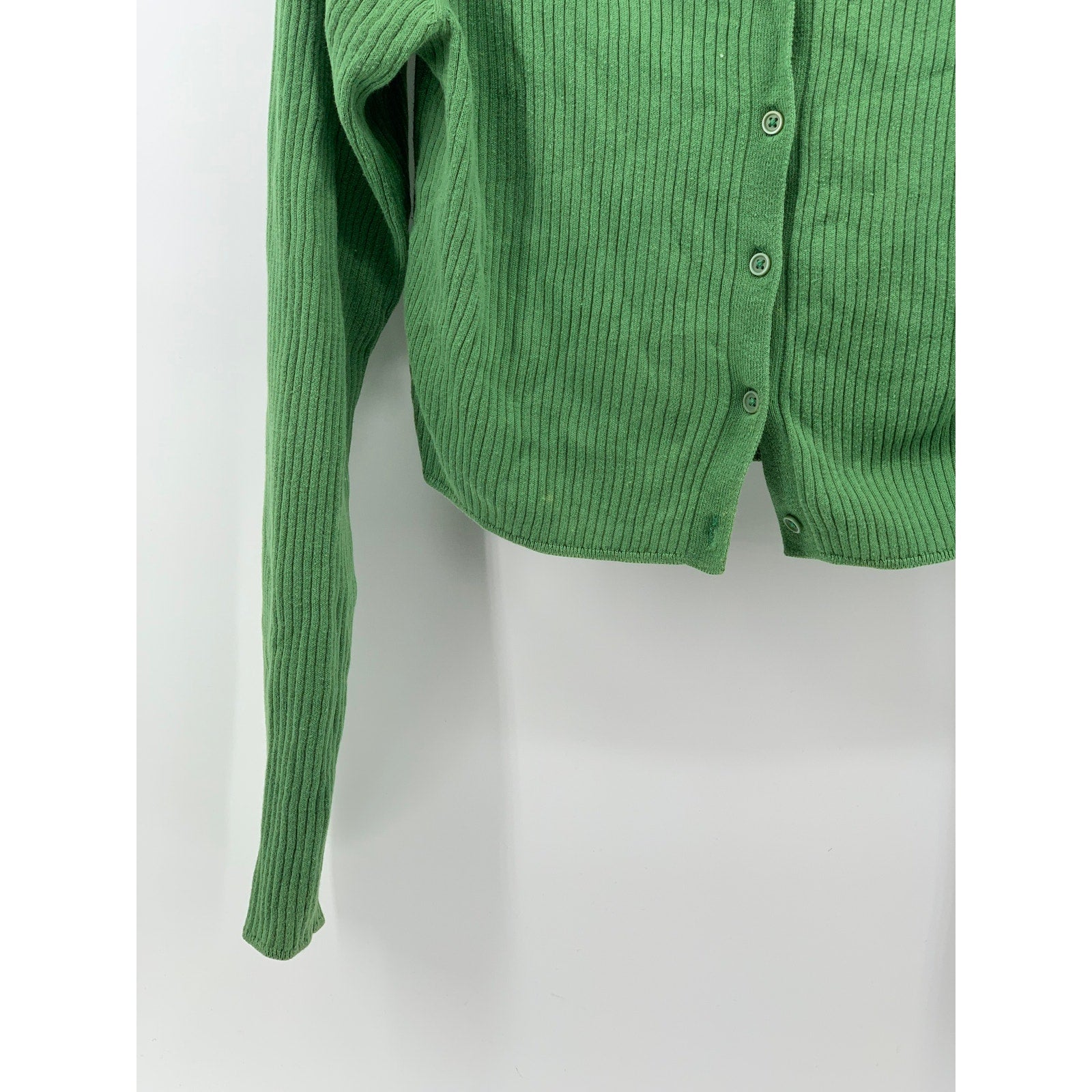 UNIQLO Women's Dark Green Ribbed UV Protection Button-Up Cropped Cardigan SZ M