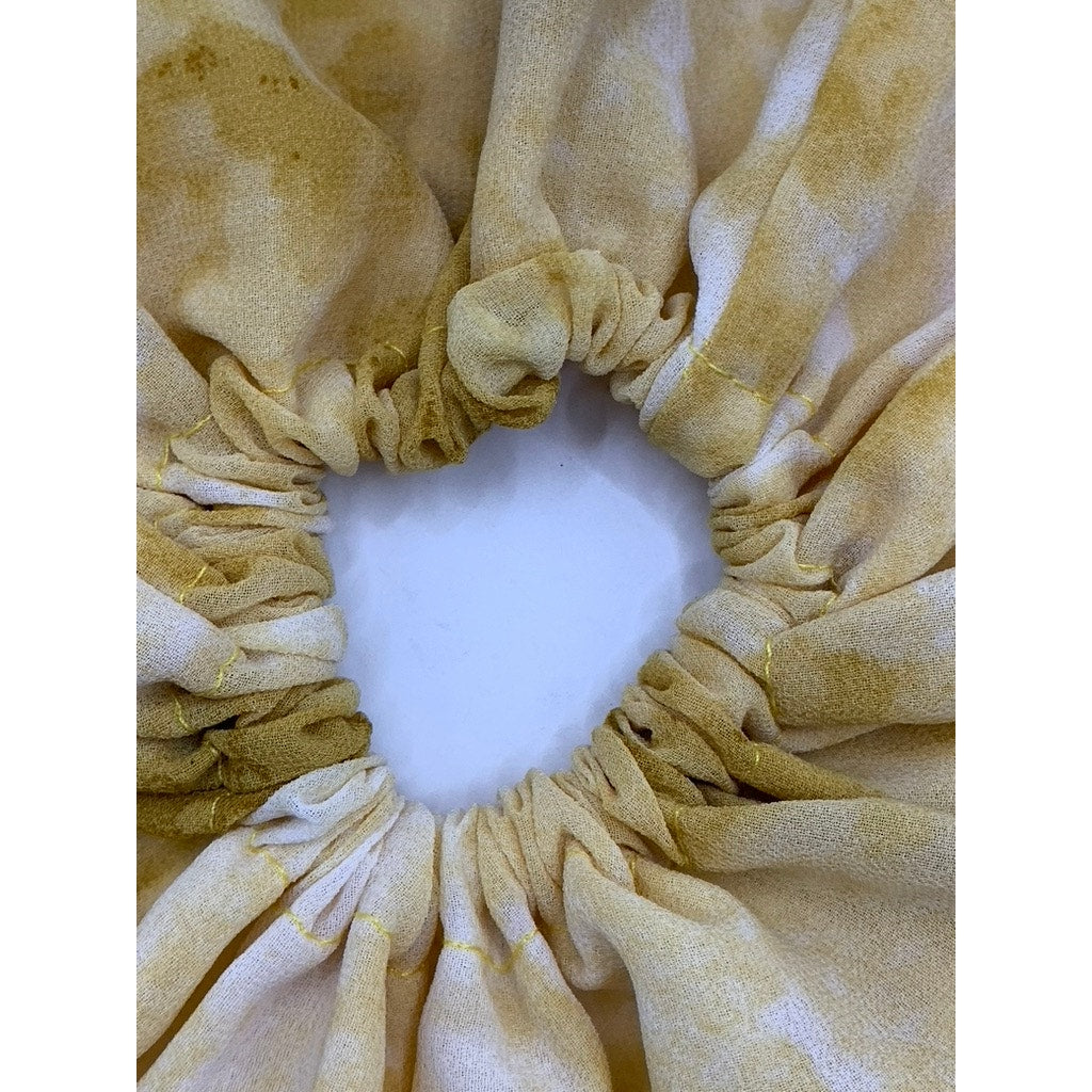 UNBRANDED Women's Yellow Tie Dye Ruffle Hair Scrunchie