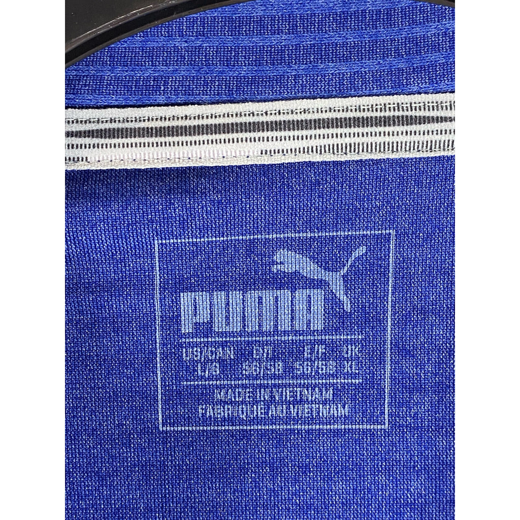PUMA Men's Blue Dry Cell Striped Short Sleeve Polo Shirt SZ L