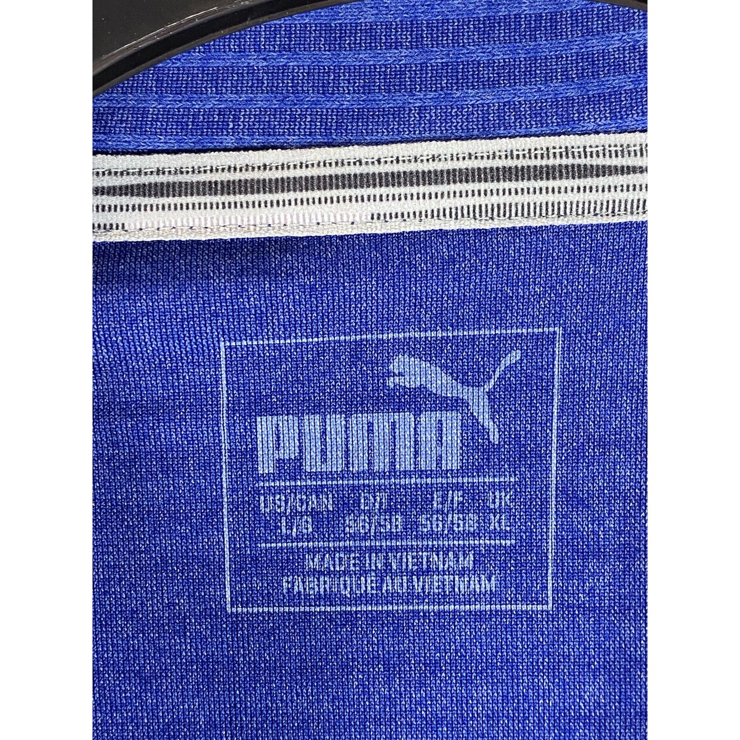 PUMA Men's Blue Dry Cell Striped Short Sleeve Polo Shirt SZ L