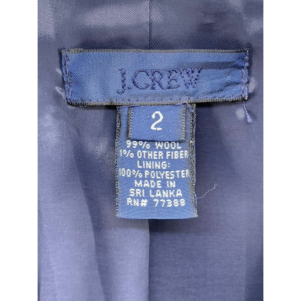 J.CREW Women's Navy Pinstripe 3-Button Wool Blazer SZ 2
