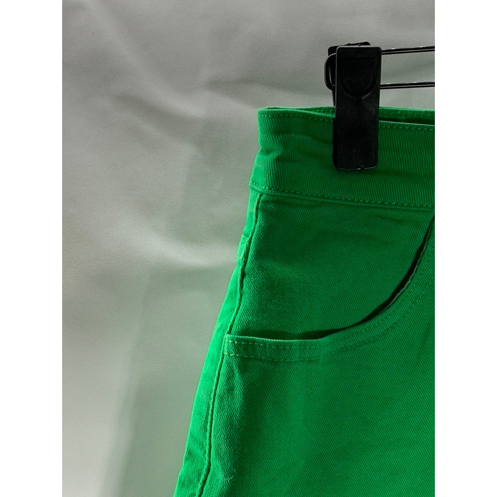 ANWND Women's Bight Dark Green Regular-Fit Denim Four-Pocket Shorts SZ M