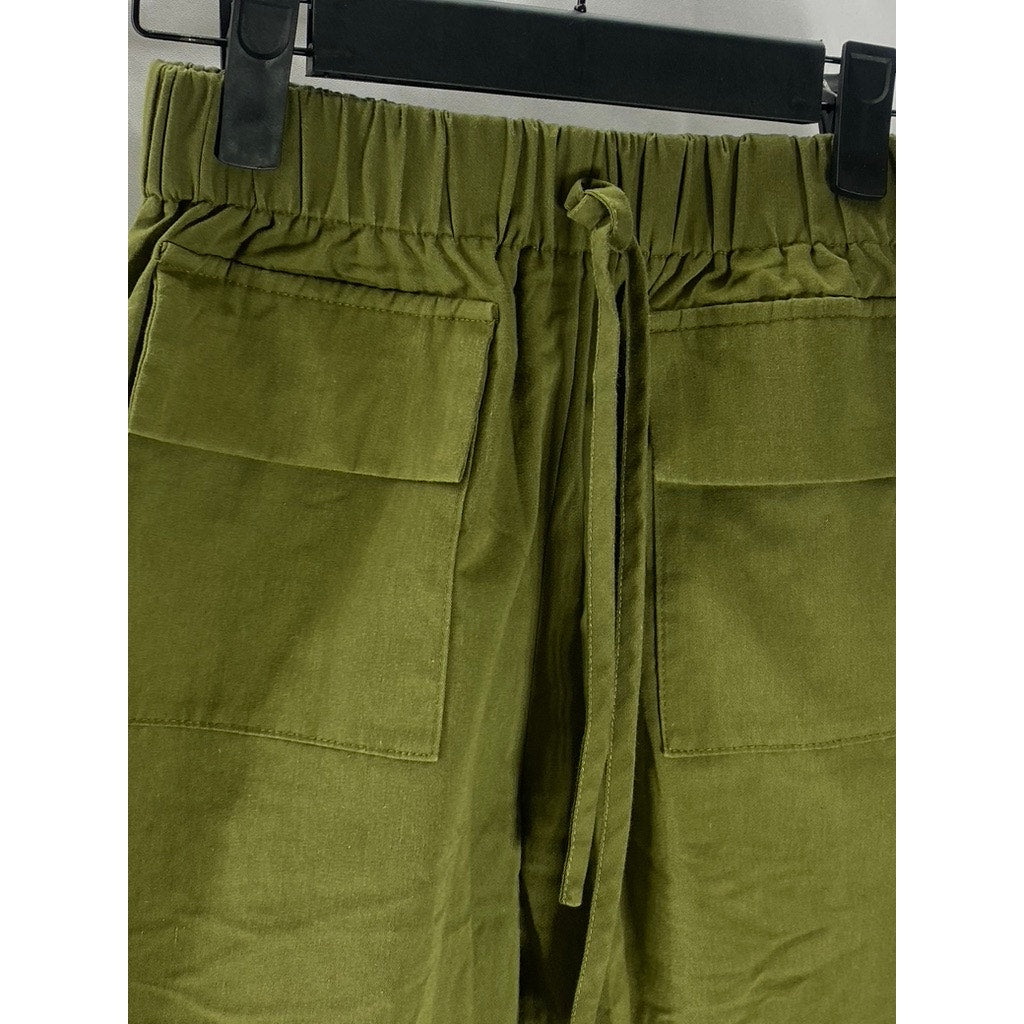 SHEIN Women’s Olive Green Drawstring Loose-Fit Pull-On Shorts SZ XS