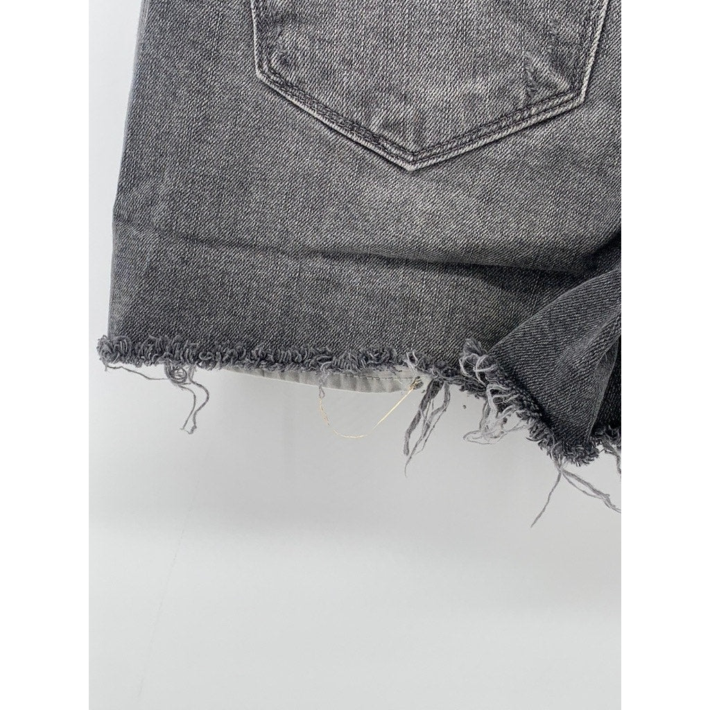 OLD NAVY Women's Washed Black Distressed High-Rise Brenda Denim Shorts SZ 2