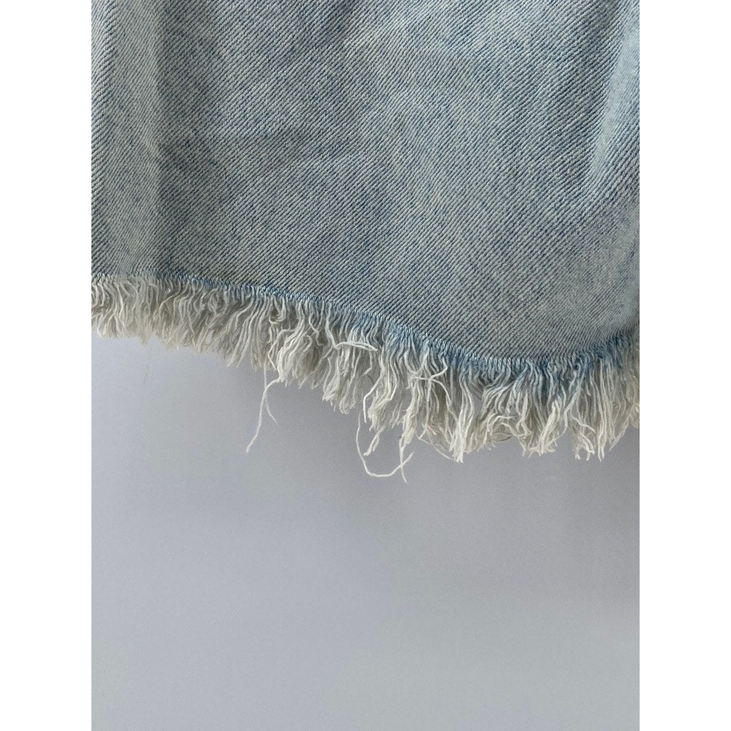 WILD FABLE Women's Light Blue Frayed Asymmetrical Waist High-Rise Shorts SZ 00