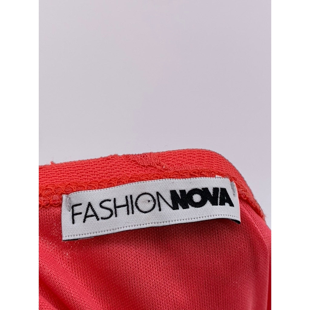 FASHION NOVA Women’s Red Lace Side-Ruched Bodycon Mini Skirt SZ XL