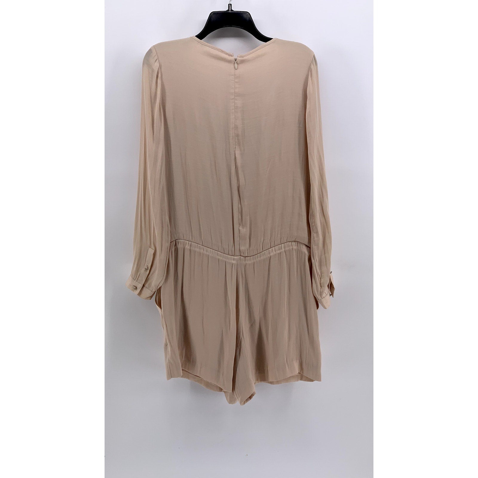 TART Women's Beige Perforated Long Sleeve Scoop-Neck Romper SZ S
