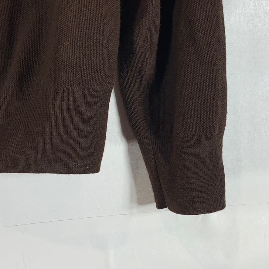 BROOKS BROTHERS Men's Brown Brookstech Merino Wool Half-Zip Pullover Sweater SZM