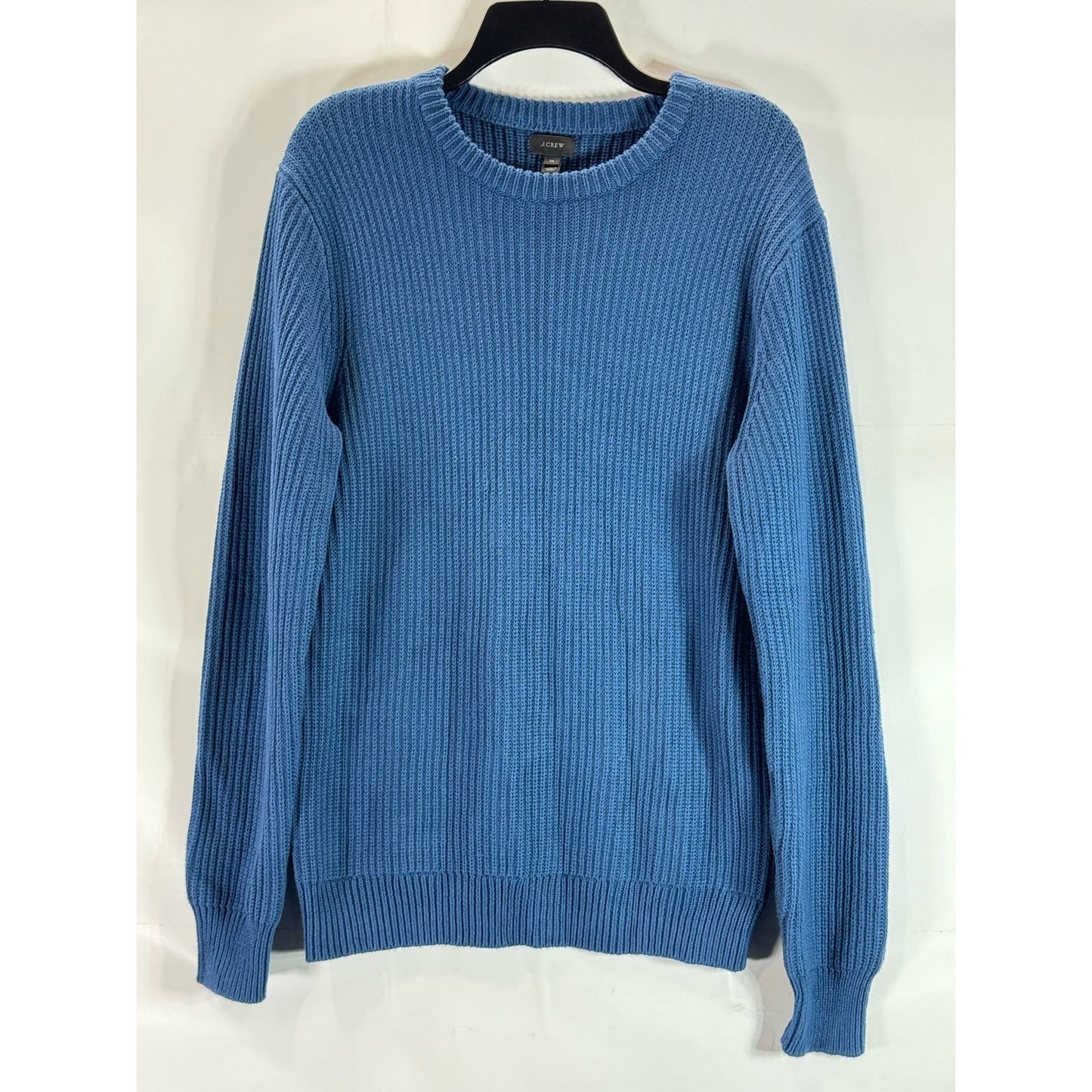 J.CREW Men's Blue Cotton Ribbed Crewneck Knit Pullover Sweater SZ M