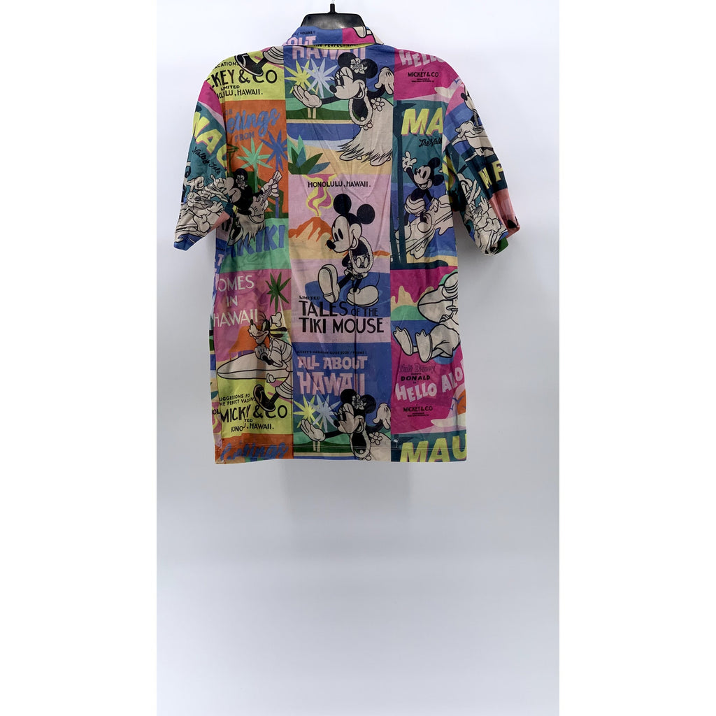 ZARA Men's Disney Mickey Mouse Comic Graphic Short Sleeve Button-Up Shirt SZ M