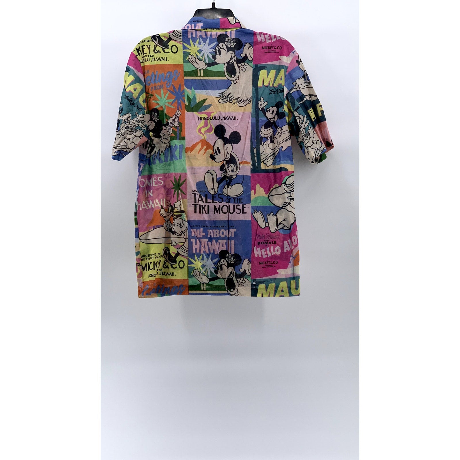 ZARA Men's Disney Mickey Mouse Comic Graphic Short Sleeve Button-Up Shirt SZ M