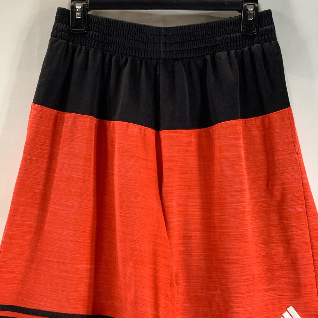ADIDAS Men's Orange/Black Drawstring Waist Pull-On Active Shorts SZ L