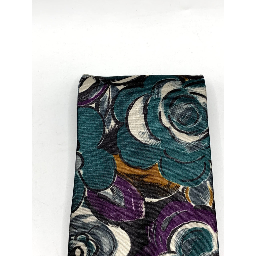 HAGGAR Men's Vintage 90's Floral Paint Abstract USA Tie