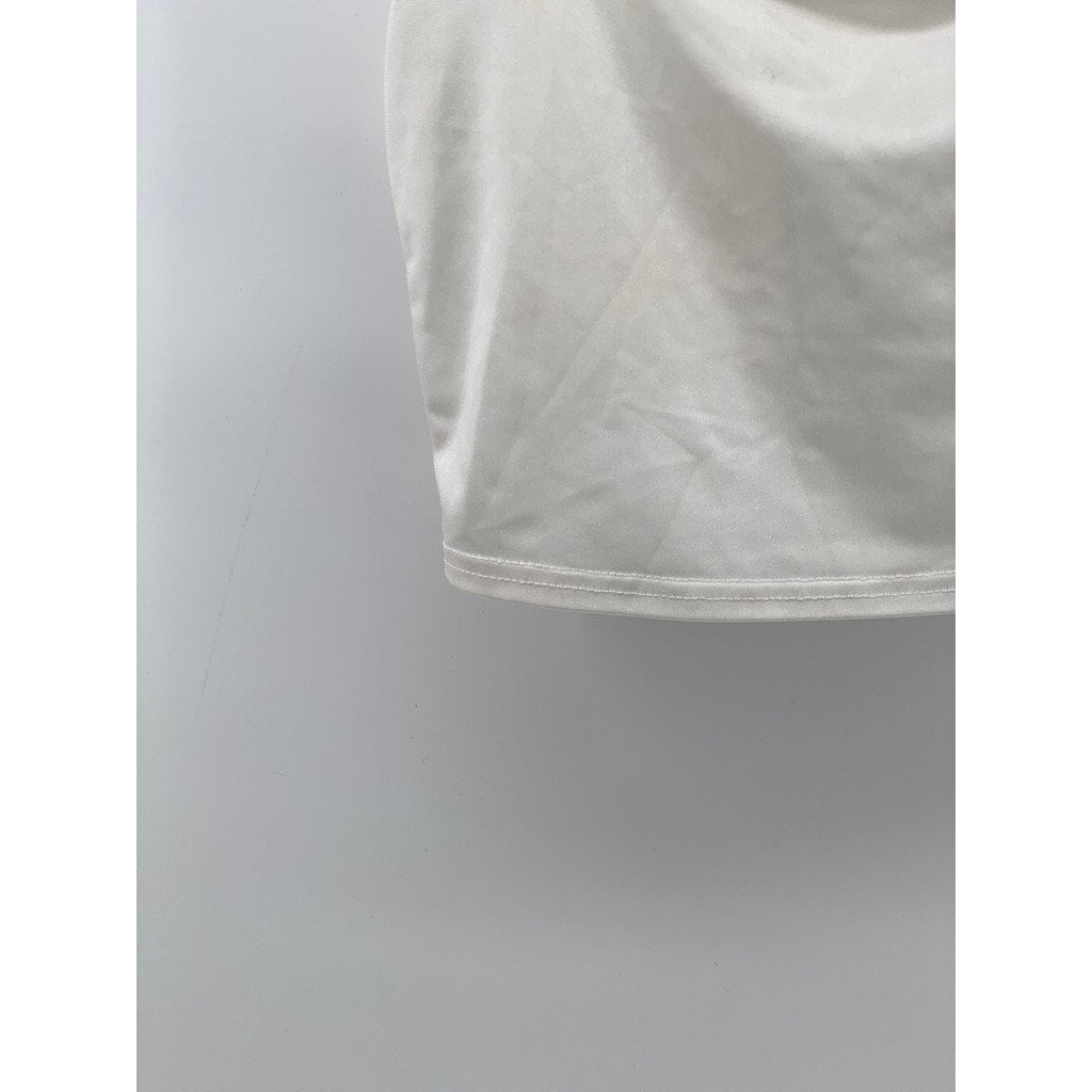 UNBRANDED Women's White Straight-Neck Sleeveless Cropped Top SZ M