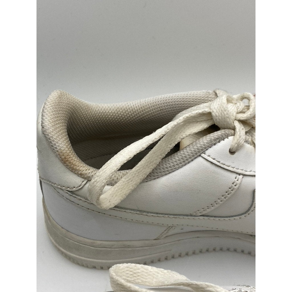 NIKE Kids White Air Force 1 LE Perforated Round-Toe Lace-Up Sneakers SZ 6Y