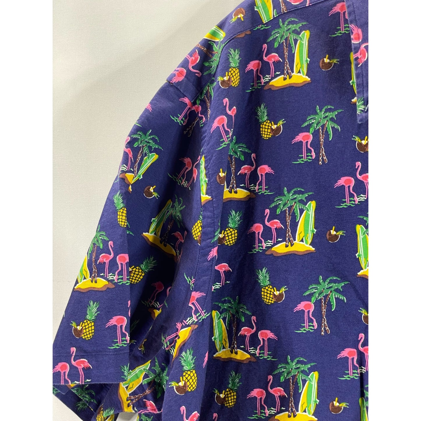 RALPH LAUREN Men's Big& Tall Blue Flamingo Pineapple Button-Up Shirt SZ 3X/B