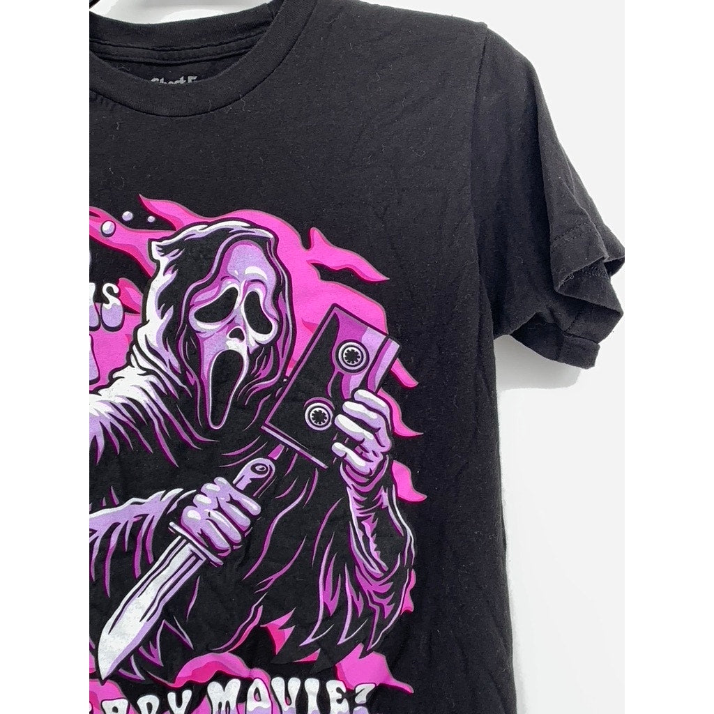 GHOST FACE Women's Black-Pink Bubble Graphic Short Sleeve T-Shirt SZ S