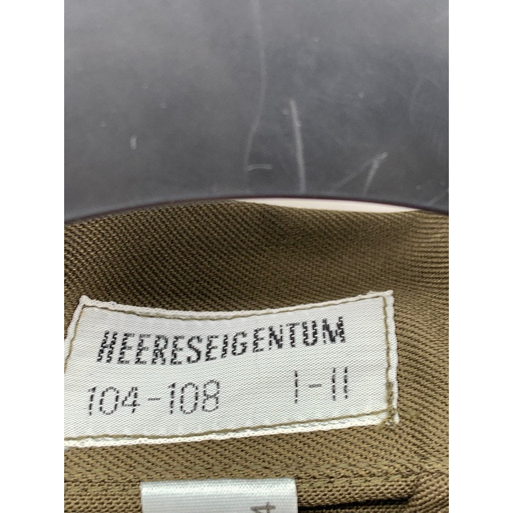 HEERESEIGENTUM Men's Vintage Olive Green Button-Up Long Sleeve Slama Shirt SZ M