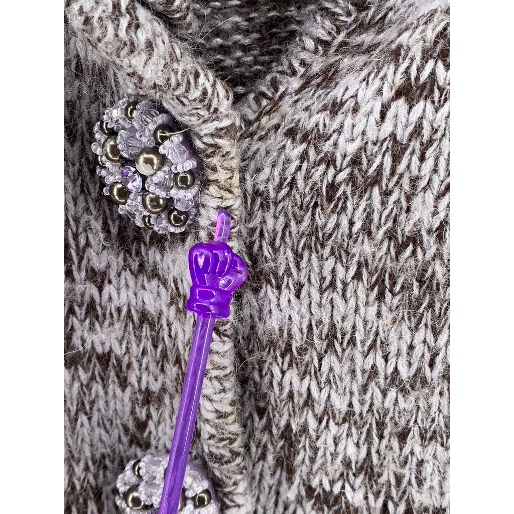 BCBGMAXAZARIA Women's White-Brown Button-Up Knit Duster Sweater SZ S