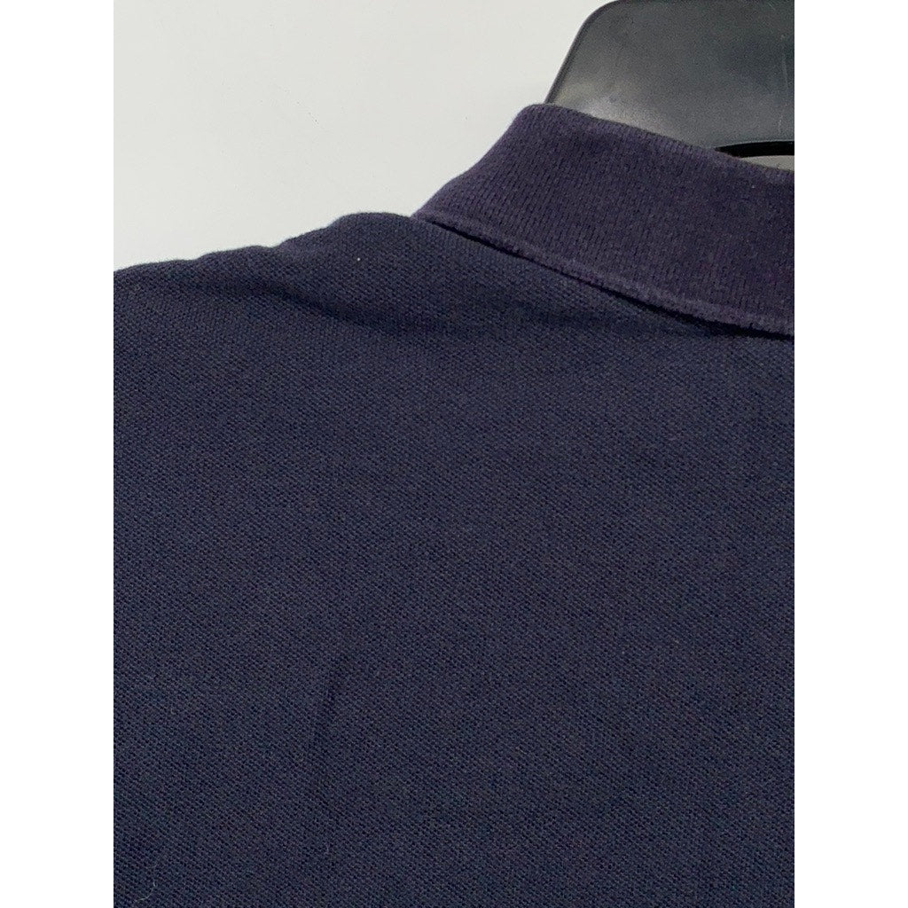 5252 BY OI OI Women's Navy Patch Logo Short Sleeve Cropped Polo Top SZ F/OS