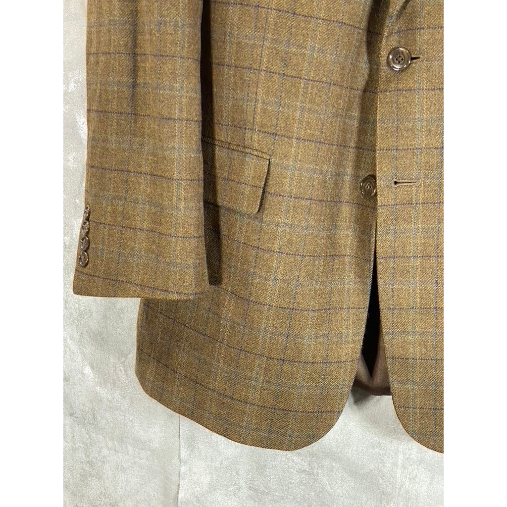 MICHAEL MICHAEL KORS Men's Long Tan Windowpane Two-Button Sport Coat SZ 43L