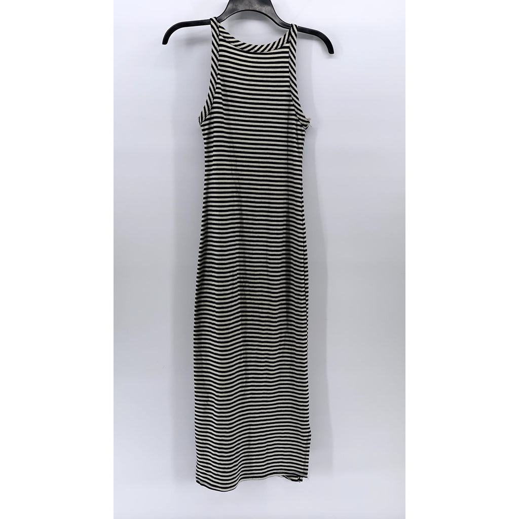 DESIGN LAB LORD & TAYLOR Women's Navy-White Striped Crewneck Maxi Dress SZ XS