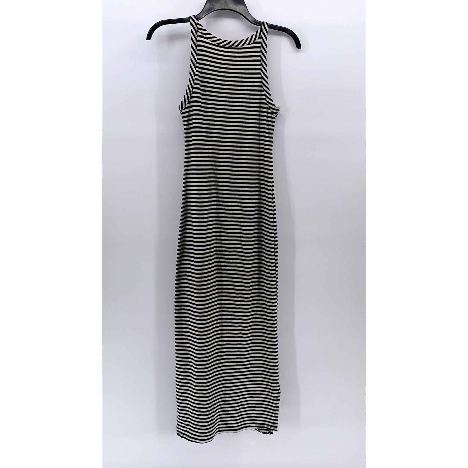 DESIGN LAB LORD & TAYLOR Women's Navy-White Striped Crewneck Maxi Dress SZ XS