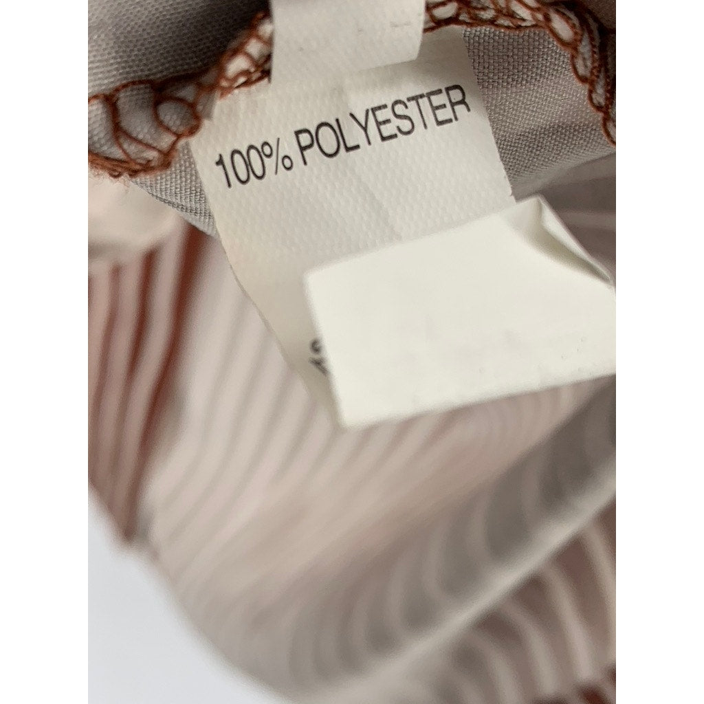 UNBRANDED Women's Brown-White Striped Button-Up Top SZ S