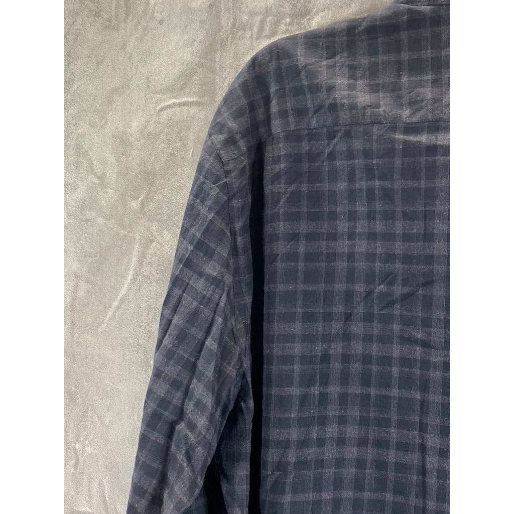 ERMENEGILDO ZEGNA Men's Dark Gray Plaid Classic-Fit Long Sleeve Shirt SZ XL