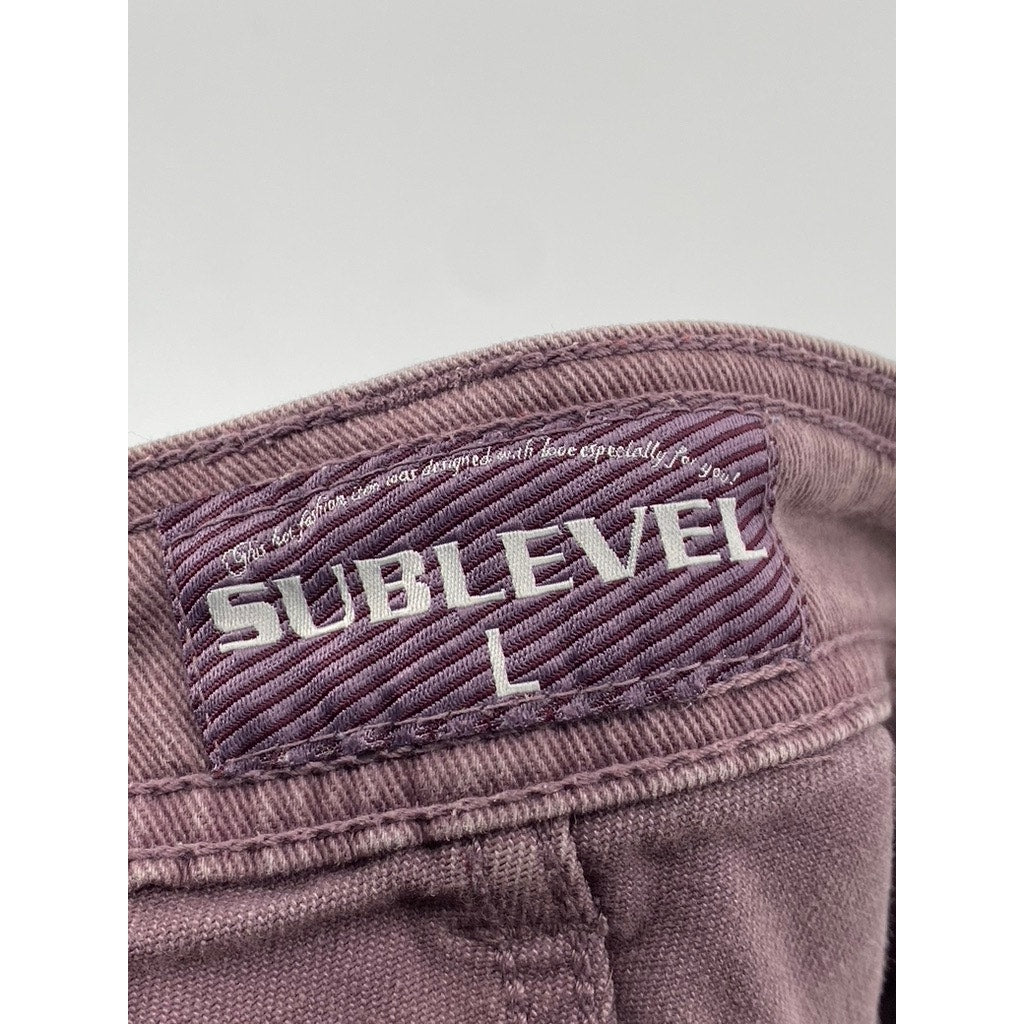 SUBLEVEL Women's Purple Denim Five-Pocket Extra Mini Skirt SZ L
