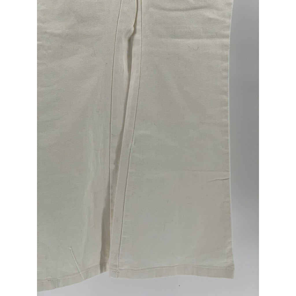FINESSE Women's White V Frayed Cinched Waist Pull-On Flare Pants SZ XS