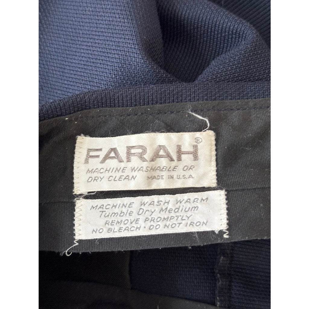 FARAH Women's Navy textured Straight-Leg Pants SZ M
