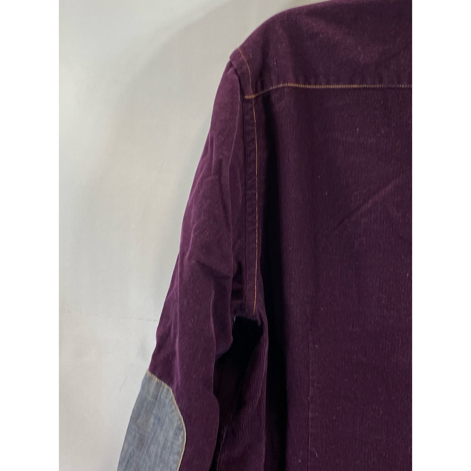 TED BAKER LONDON Men's Burgundy Corduroy Elbow-Patch Button-Up Shirt SZ 4(US/L)