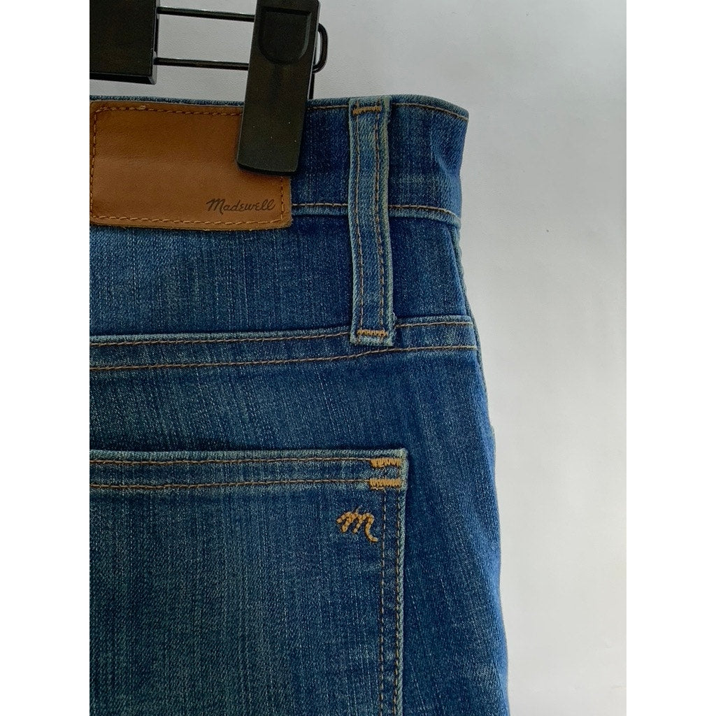 MADEWELL Women's Blue High Riser 10" Skinny Skinny Distressed Hem Jean SZ 28