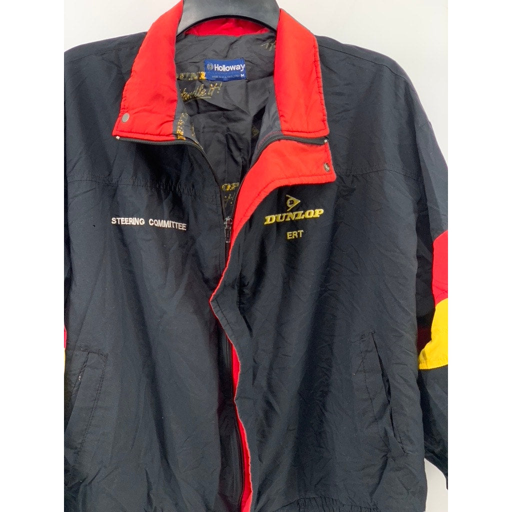 HOLLOWAY Men's Black-Red-Yellow Striped Motor Speedway Jacket SZ M