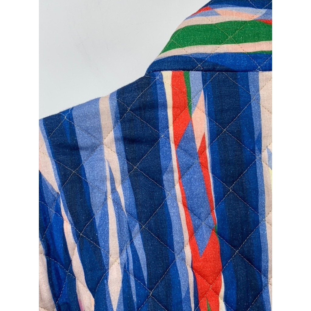 LUKAP Women's Blue-Multi Striped Quilted Belted Kimono Robe SZ OS