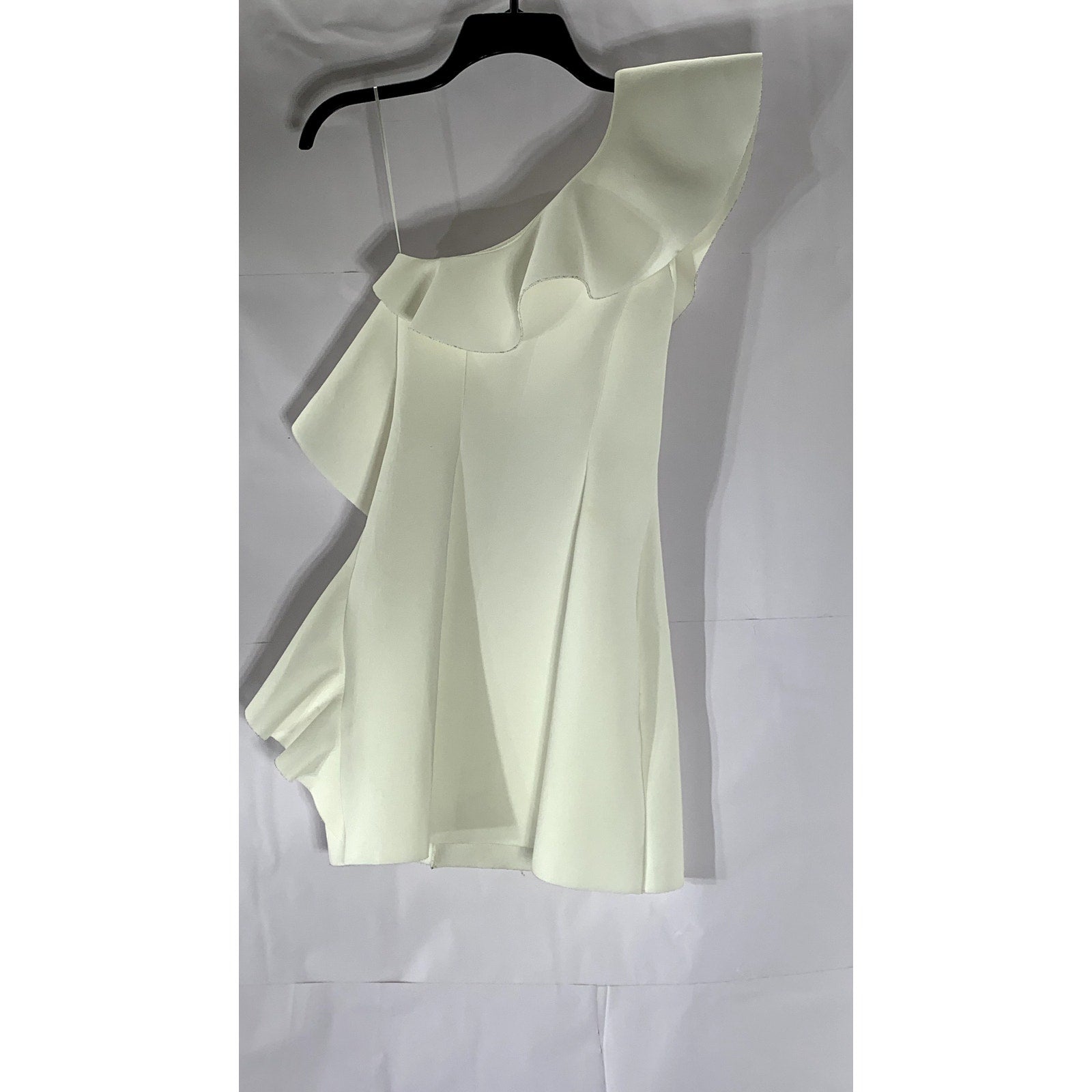 ASOS Women's White Solid One-Shoulder Ruffle A-Line Mini Dress SZ 0