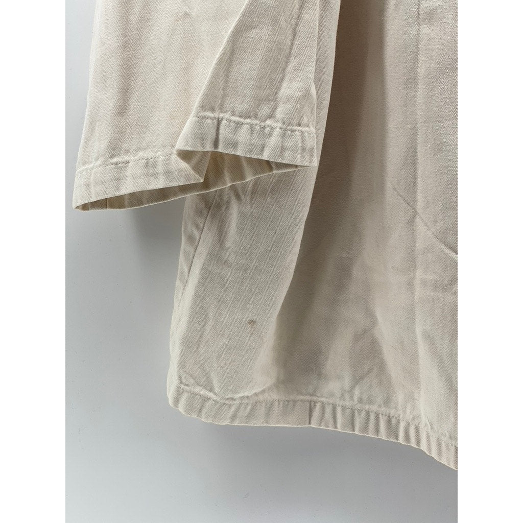 VINCENT HEGEDUS Men's Beige 3/4 Sleeve Cotton Shirt SZ XL