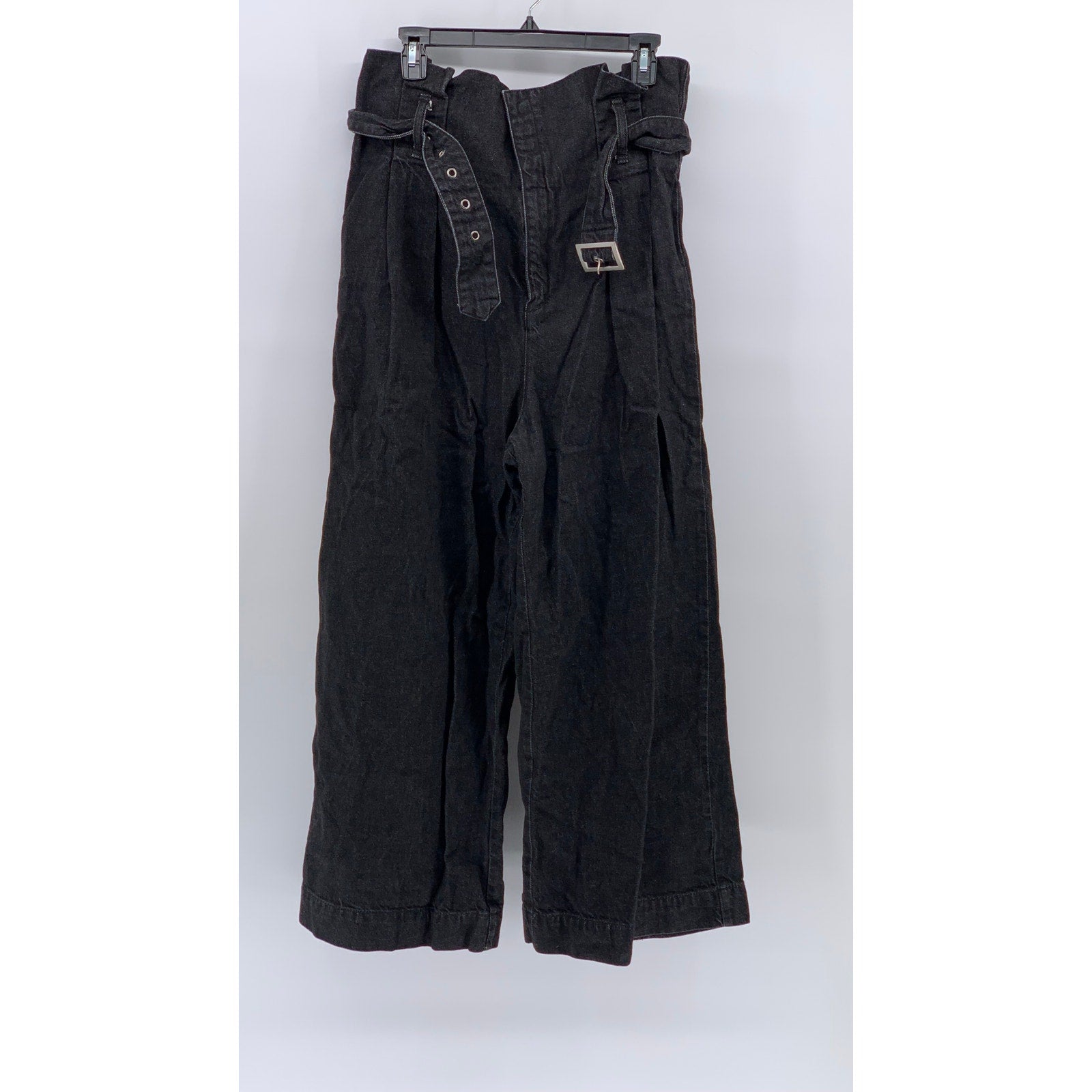 BDG URBAN OUTFITTERS Women's Black Denim Wide-Leg High-Rise Paperbag Jeans SZ 32