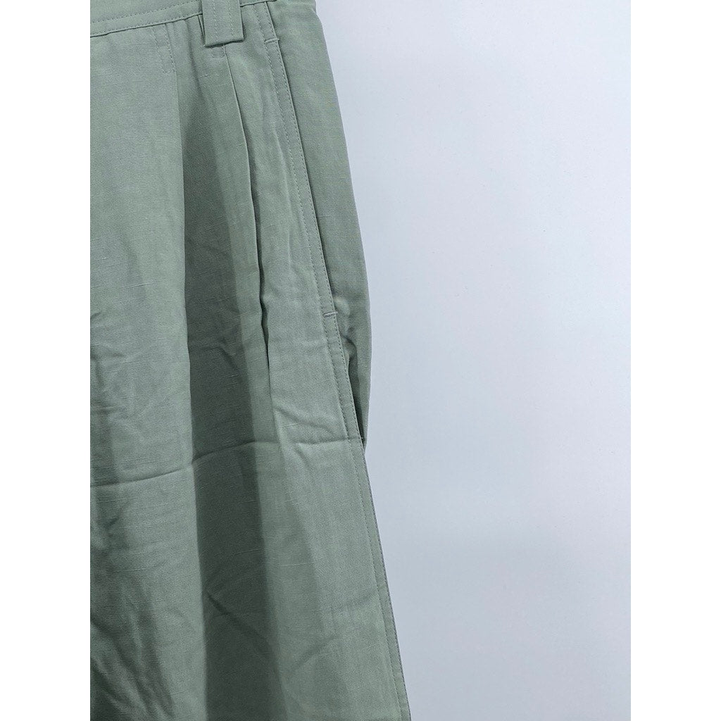 KURT LYLE Women's Green Linen-Blend Pleated Straight-Leg Relaxed-Fit Pant SZ S