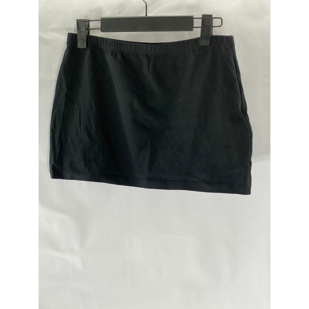 MOTEL Women's Black Solid Nidya Jersey Knit Mini A-line Pull-On Skirt SZ M
