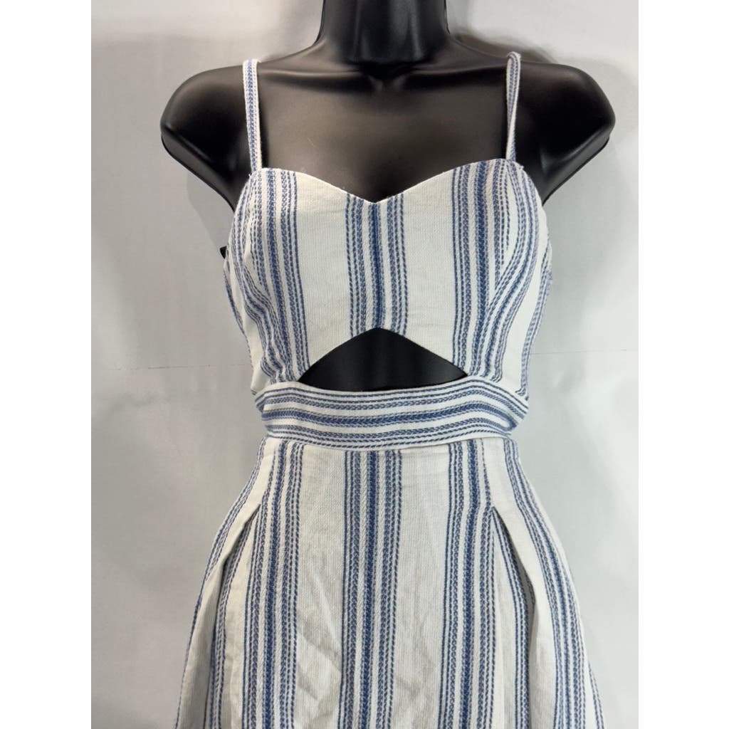 RACHEL RACHEL ROY Women's White/Blue Striped Lola Cutout Knee-Length Dress SZ 4