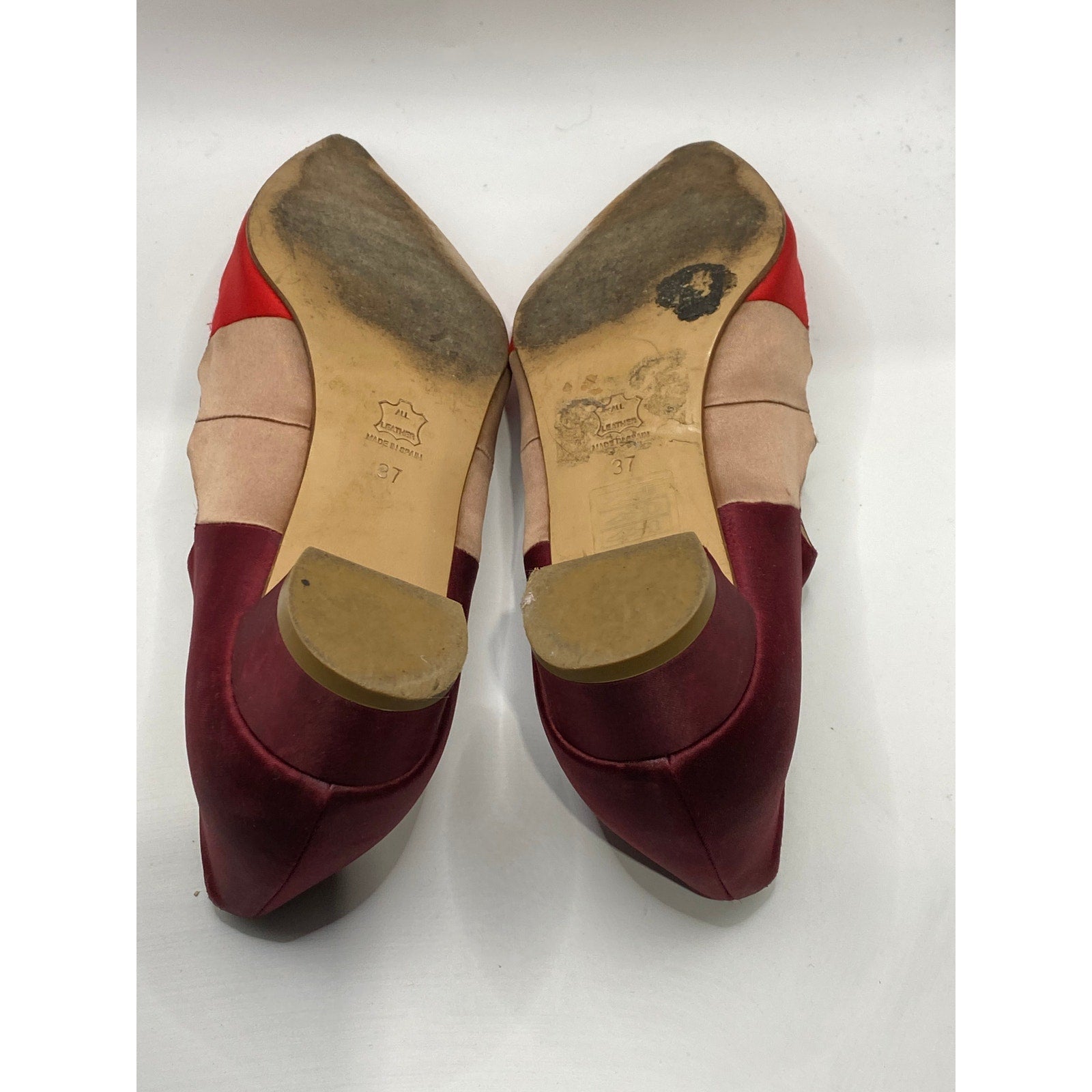 KURT GEIGER Women's Red Satin Pointed-Toe Strappy Wedge Mary Jane Shoes SZ 7