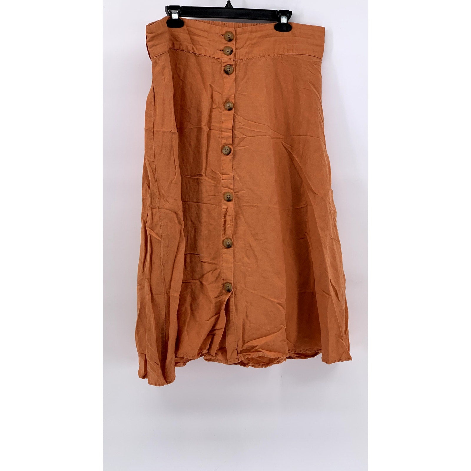 A NEW DAY Women’s Burnt Orange Linen-Blend Maxi Skirt SZ 2XL