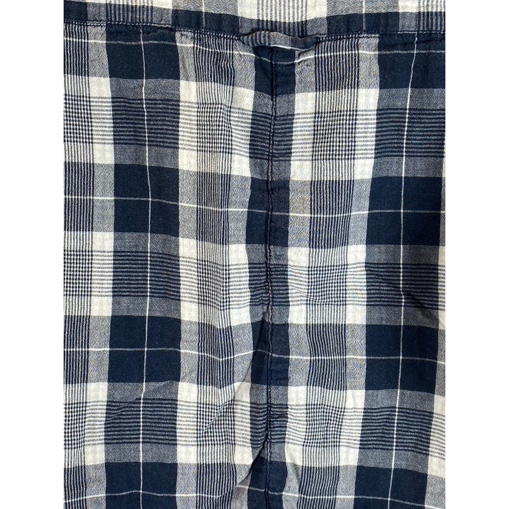 ANTHROPOLOGIE PILCRO Women's Navy Plaid Button-Up Flannel Shirt SZ XS/S