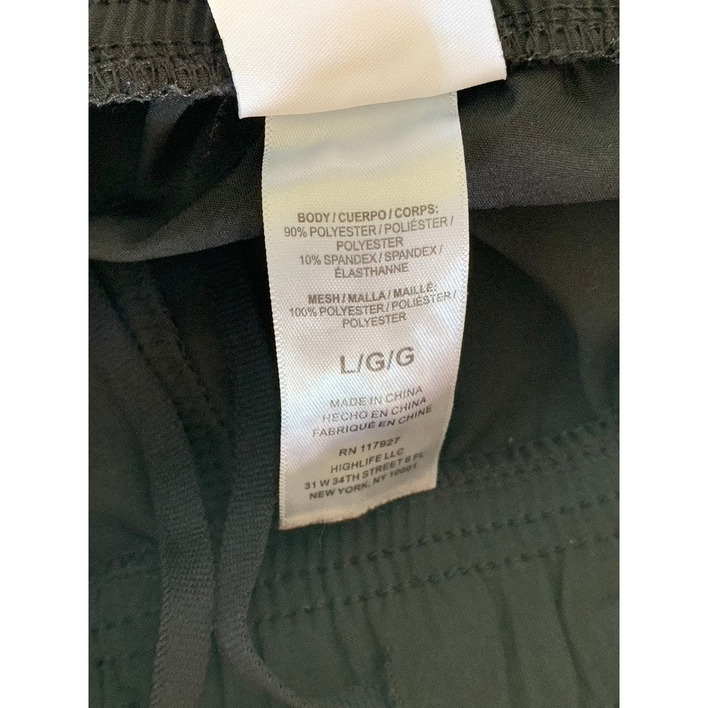 REEBOK Women's Black Solid Side-Zipper Pocket Pull-On Active Shorts SZ L