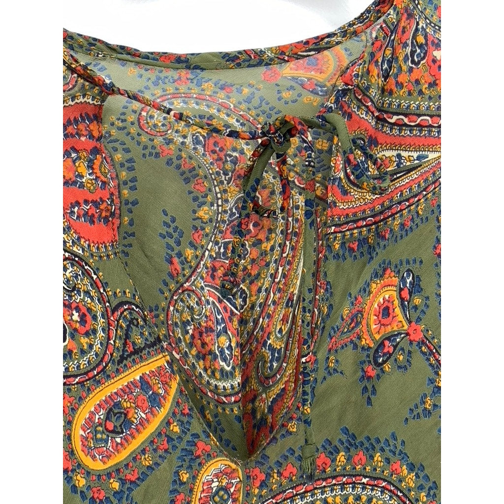 UNBRANDED Women's Green Paisley Semi-Sheer Poncho SZ OS